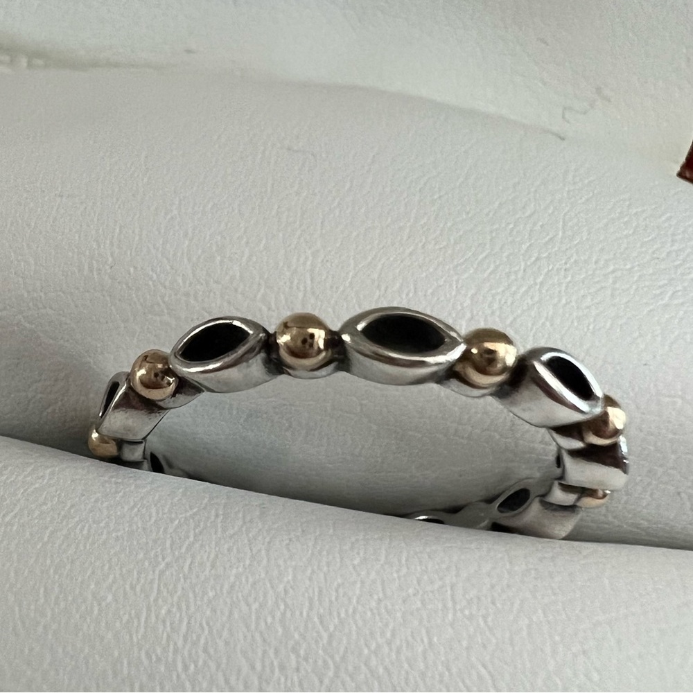 Authentic Pandora Always & Forever Sterling and 14k Stacking Band Ring 190873